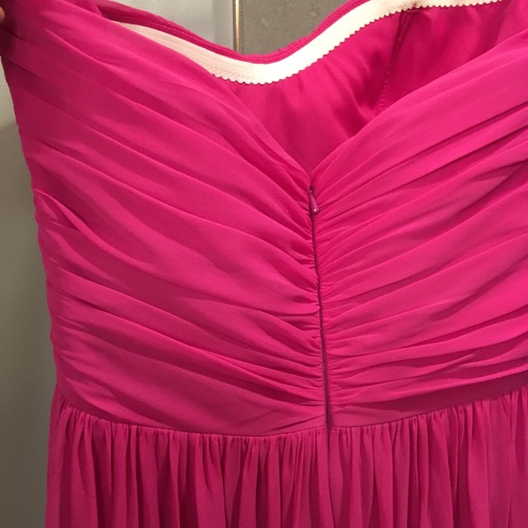 Strapless Ruched Fuchsia Bridesmaid Dress - Picture 4 of 6